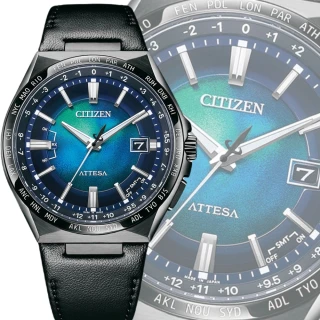 【CITIZEN 星辰】GENTS系列 限量 千彩之海 電波時計 萬年曆 光動能腕錶 43mm(CB0215-18L)