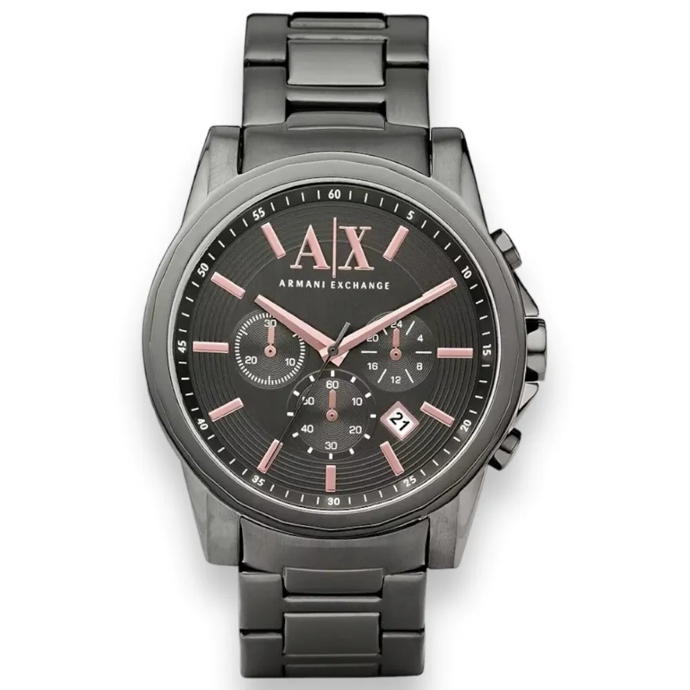 【A|X Armani Exchange】AX2086 男生 手錶 鋼錶帶 黑灰三眼計時 男款 不鏽鋼 男錶