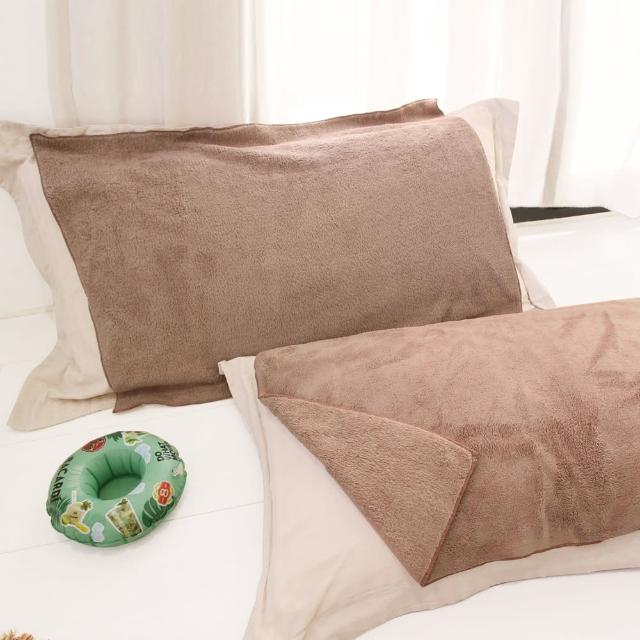 【Yenzch】珊瑚絨枕頭巾/2入 70x50cm 可可色(RM-90007 台灣製)