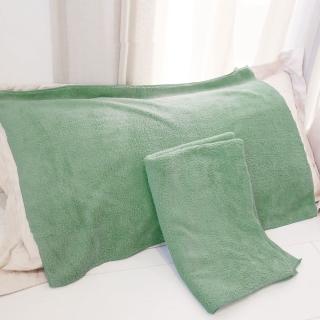 【Yenzch】珊瑚絨枕頭巾/2入 70x50cm 湖水綠(RM-90007-4 臺灣製)