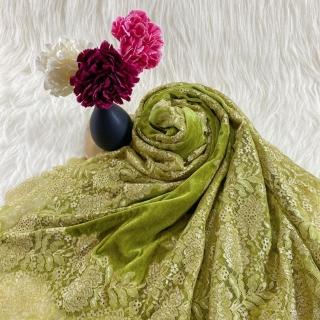 【F.M&Carol】維多麗亞系列-天鵝絨披肩-蕾絲限量款(黃幽翠蔓)