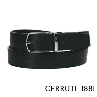 【Cerruti 1881】義大利原裝進口 頂級小牛皮皮帶 CECT06156M(黑色 送禮盒提袋)