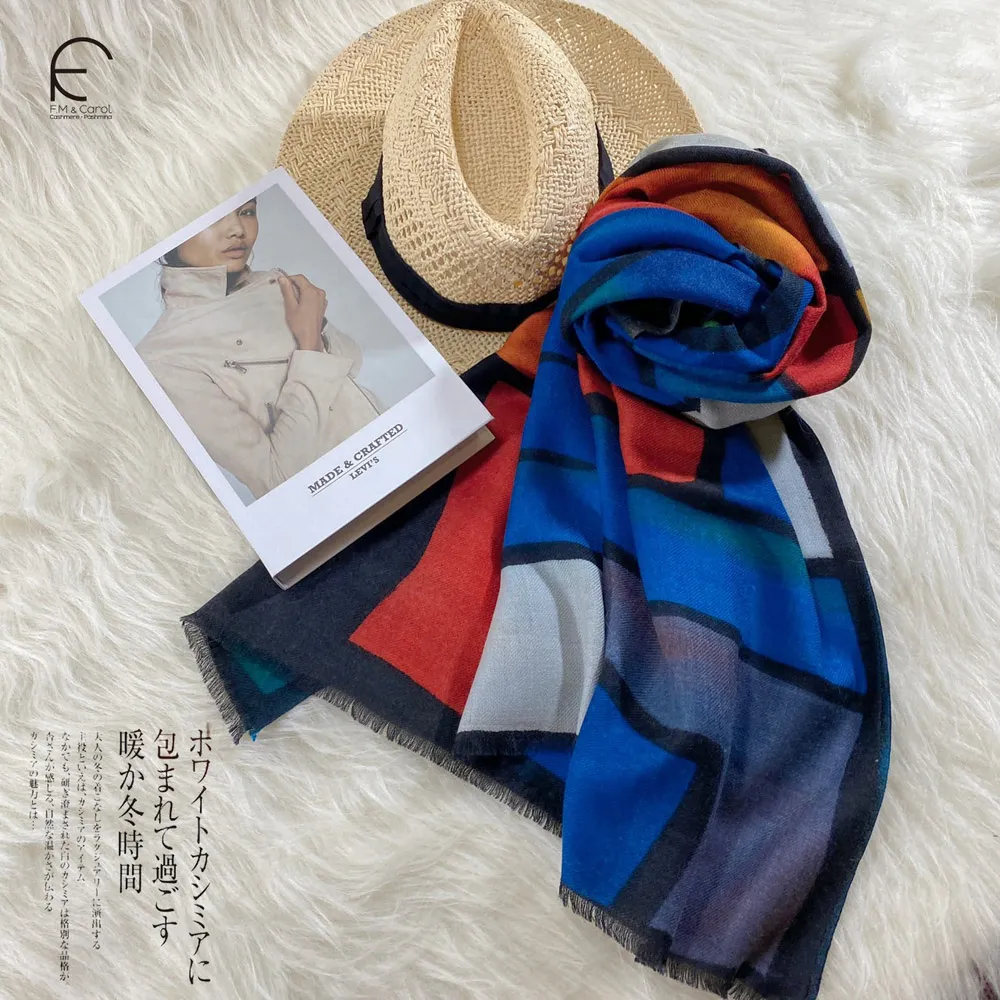 【F.M&Carol】披肩圍巾-寂靜設計師系列-100%純喀什米爾羊絨披肩(佩內洛)