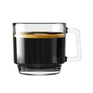 【Ocean】可疊式把手玻璃杯 咖啡杯 485ml 6入組(玻璃杯 咖啡杯 把手玻璃杯)