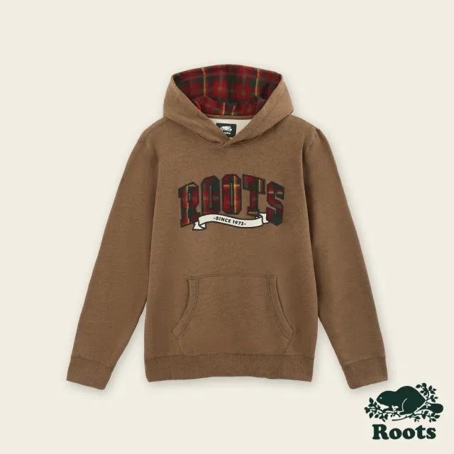 【Roots】Roots男裝-經典小木屋系列 刺繡貼布連帽上衣(駝色)