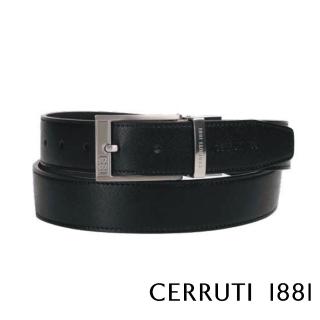 【Cerruti 1881】限量3折 義大利原裝進口 頂級小牛皮皮帶 全新專櫃展示品 CECT06158M(黑色 送禮盒提袋)