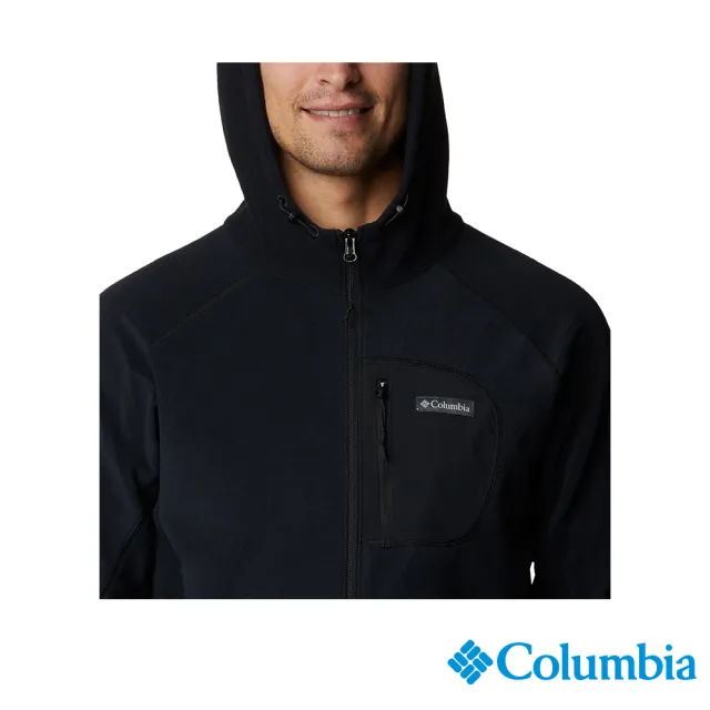 【Columbia 哥倫比亞 官方旗艦】男款-M Outdoor Tracks™柔暖刷毛連帽外套-黑色(UAE49030BK/HF)