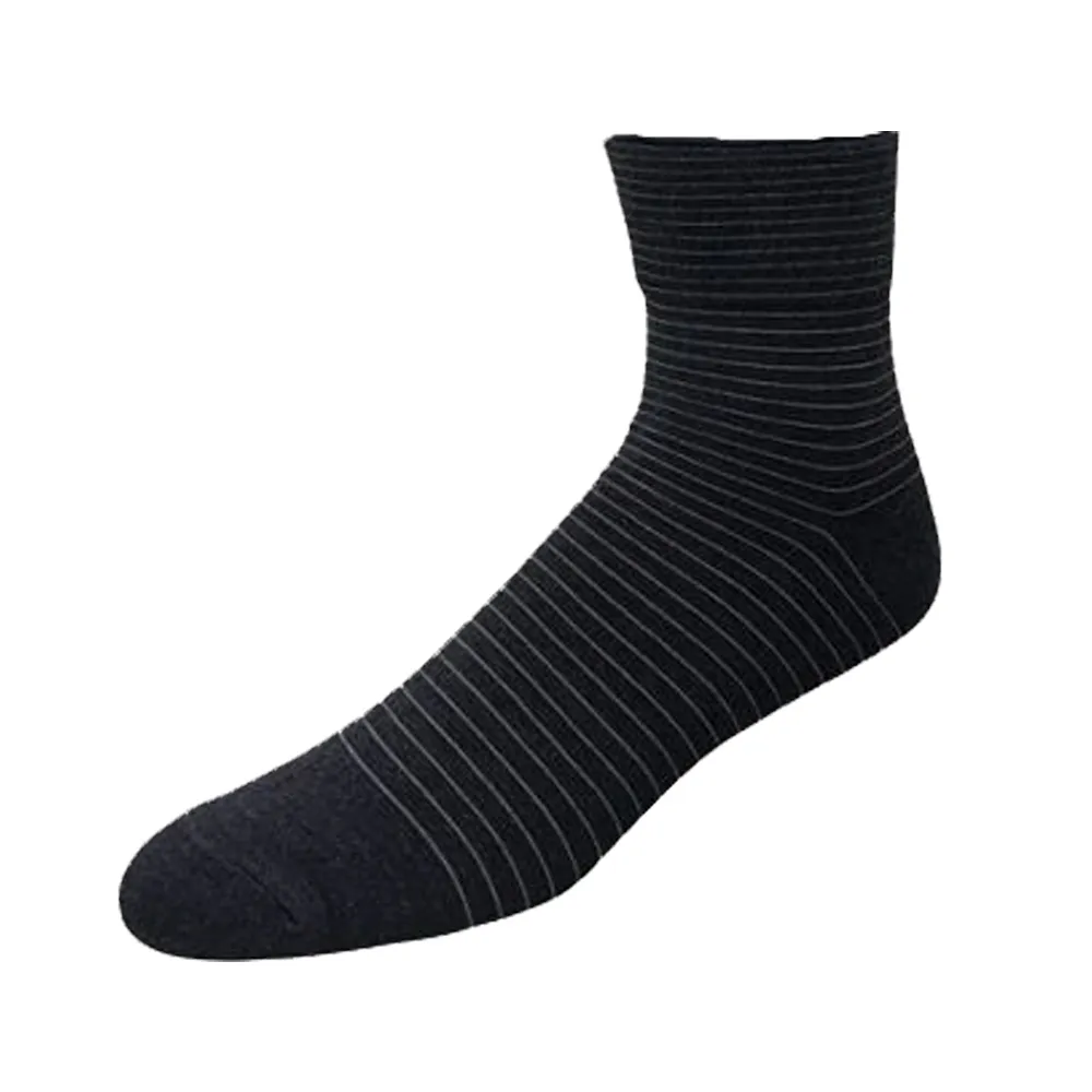 【ELF 三合豐】6雙組 超寬口竹炭抗菌除臭橫紋男性休閒襪(MIT 黑色)