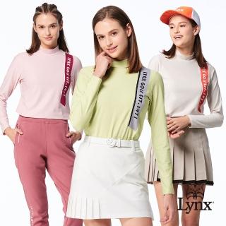 【Lynx Golf】女款合身版吸排機能保溫舒適剪接羅紋造型後開拉鍊款長袖圓領POLO衫/高爾夫球衫(三色)