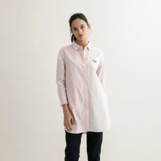 【Arnold Palmer 雨傘】女裝-撞色條紋拼接設計長版襯衫(粉色)