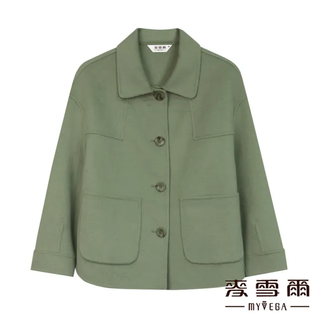 【MYVEGA 麥雪爾】純羊毛排釦大衣外套-淺綠