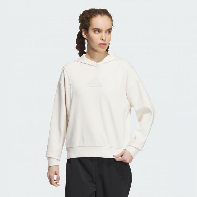 【adidas 愛迪達】上衣 女款 長袖上衣 帽T 運動 亞規 CITY ESC HOODY 米白 IP7078(S2171)