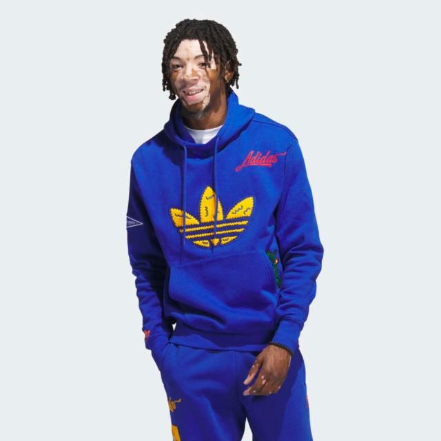 【adidas 愛迪達】上衣 男款 長袖上衣 帽T 運動 三葉草 C BADGE HOODY 藍 IL2355