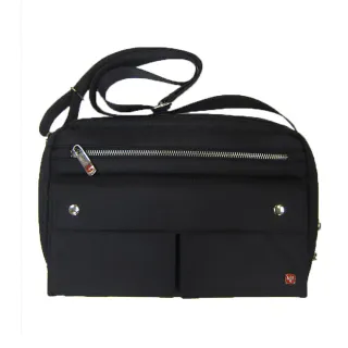 【OverLand】肩側包中容量二層拉鍊式主袋口主袋+外袋共六層(可放平板電腦 防水尼龍布+皮革)