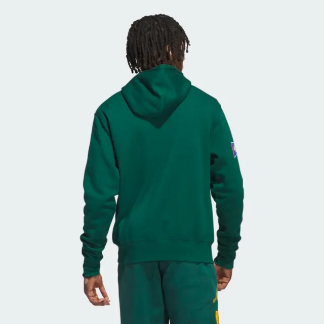 【adidas 愛迪達】上衣 男款 長袖上衣 帽T 運動 三葉草 C BADGE HOODY 綠 IL2354