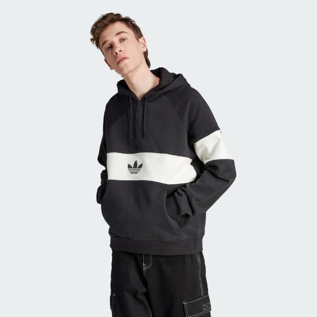 【adidas 愛迪達】上衣 男款 長袖上衣 帽T 運動 三葉草 亞規 HACK NY Hoodie 黑白 IP9488