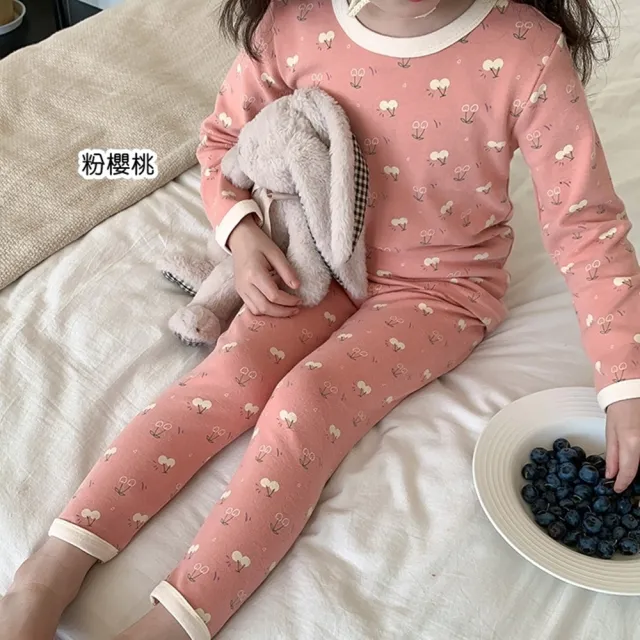 【橘魔法】滾邊滿印磨毛居家服套裝(長袖 長褲 睡衣 男童 女童 大童 兒童 童裝 內搭衣 上衣  衛生衣 保暖)