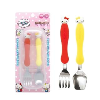【EDISON mama】幼兒不鏽鋼學習湯叉組 含盒(hello kitty 學習餐具)