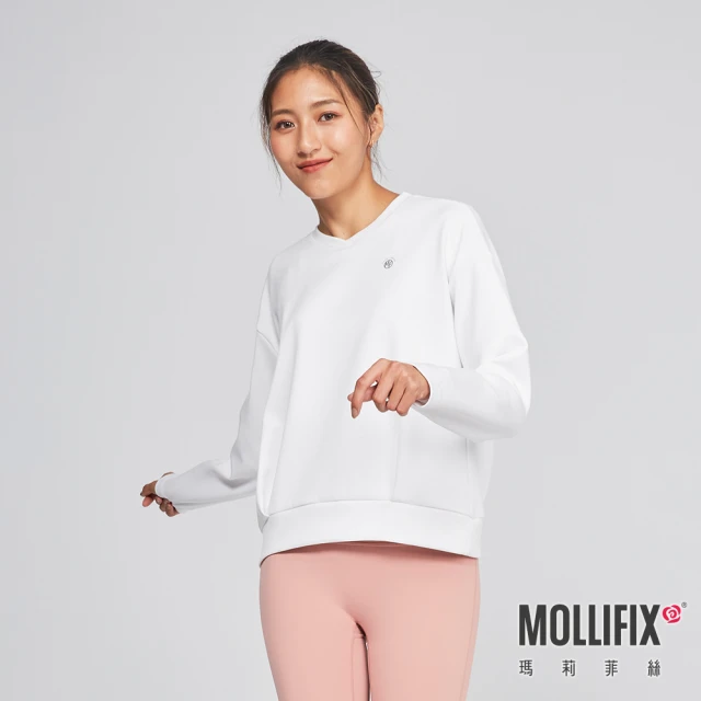 Mollifix 瑪莉菲絲Mollifix 瑪莉菲絲 遠紅外線升溫循環雙摺圓領上衣、瑜珈上衣、瑜珈服(米白)