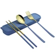 【小誠購物】時尚不鏽鋼環保三件餐具組(304不鏽鋼 外出餐具 環保餐具 湯匙 筷子 叉子)