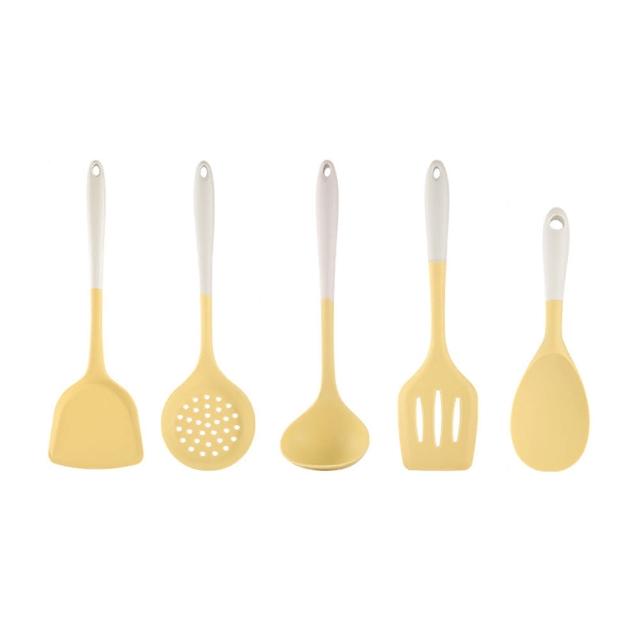 【SUNORO】矽膠廚具5入組 耐高溫不粘鍋專用廚具(鍋鏟/湯杓/濾杓/飯勺/漏鏟)