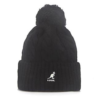 【KANGOL】POM POM 毛球頭顱帽(黑色)