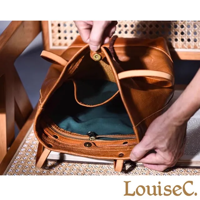 【LouiseC.】雙11 Tree House 義大利植鞣革牛皮 文藝風個性造型釦 麻花飾帶 托特TOTE肩背真皮包 黃色 GK301