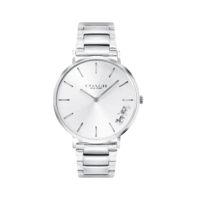 COACH 銀色系 小馬車 鋼帶腕錶 女錶 手錶(CO145