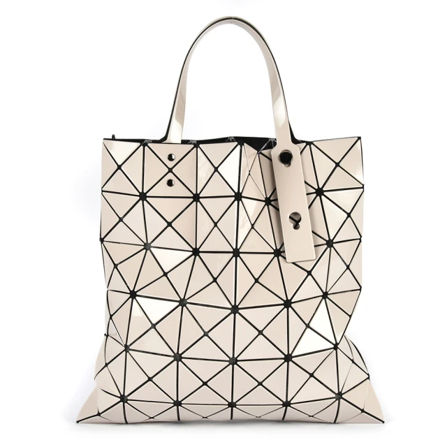 ISSEY MIYAKE 三宅一生ISSEY MIYAKE 三宅一生 亮面方格6x6透光手提包(淺卡其色)