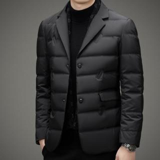 【米蘭精品】現貨+預購 真羽絨90%灰鴨絨羽絨外套羽絨衣夾克(保暖防寒都會西裝百搭男外套2色74gs25)