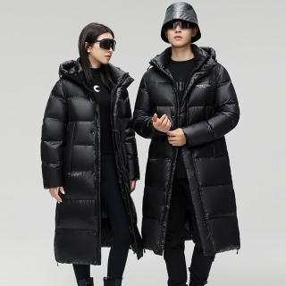【米蘭精品】現貨+預購 真羽絨90%白鴨絨羽絨外套羽絨衣夾克(保暖防寒過膝長款連帽禦寒男女外套74gs5)