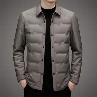 【米蘭精品】現貨+預購 真羽絨90%白鴨絨羽絨外套羽絨衣夾克(保暖防寒素色輕薄翻領簡約男外套3色74gs21)
