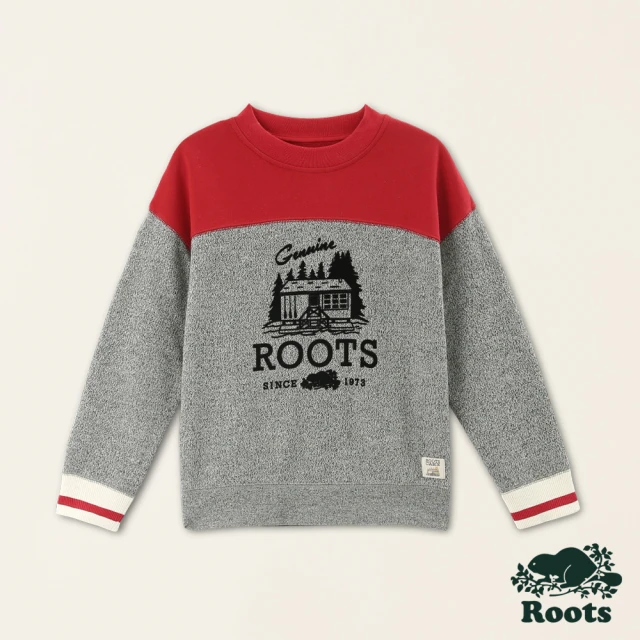 RootsRoots Roots大童-經典小木屋系列 經典LOGO大學T(灰色)