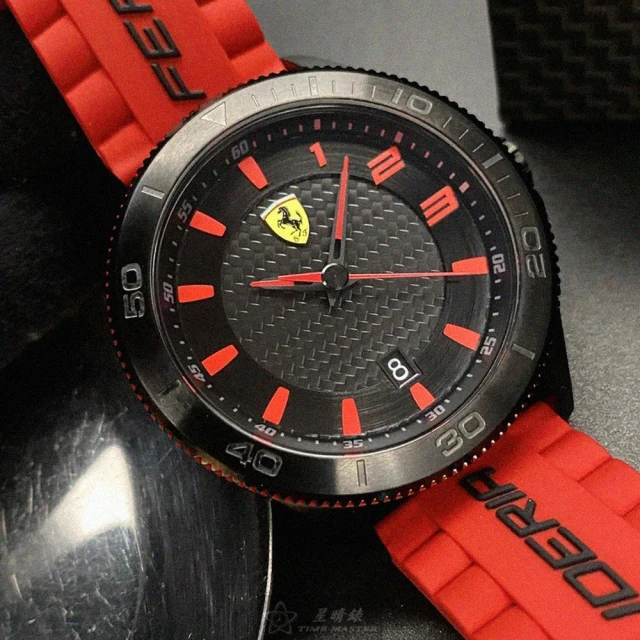 Ferrari 法拉利Ferrari 法拉利 FERRARI手錶型號FE00072(黑色錶面黑錶殼紅真皮皮革錶帶款)