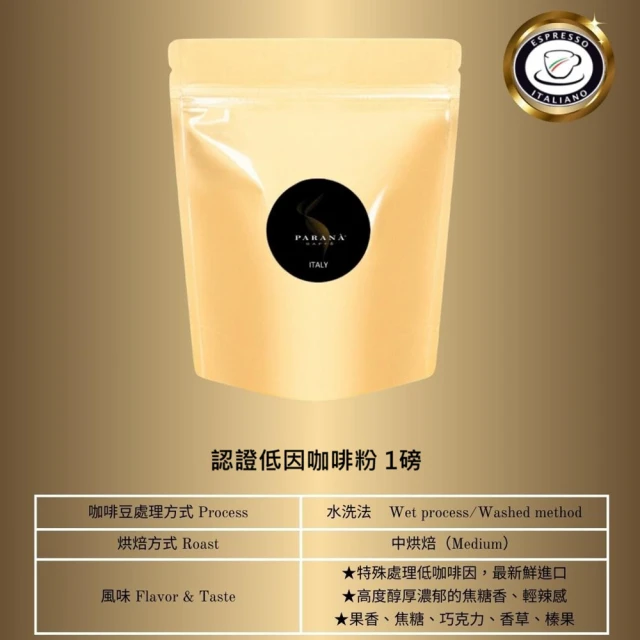 PARANA 義大利金牌咖啡 認證公平交易咖啡粉 1磅(雙認