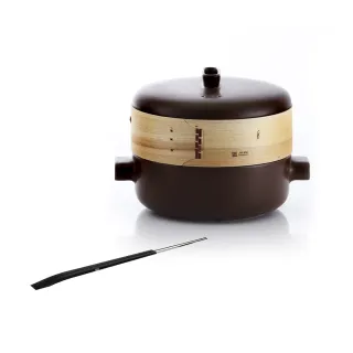 【JIA 品家】蒸鍋蒸籠組28cm-暖褐色加大版組+書法系列-筷子