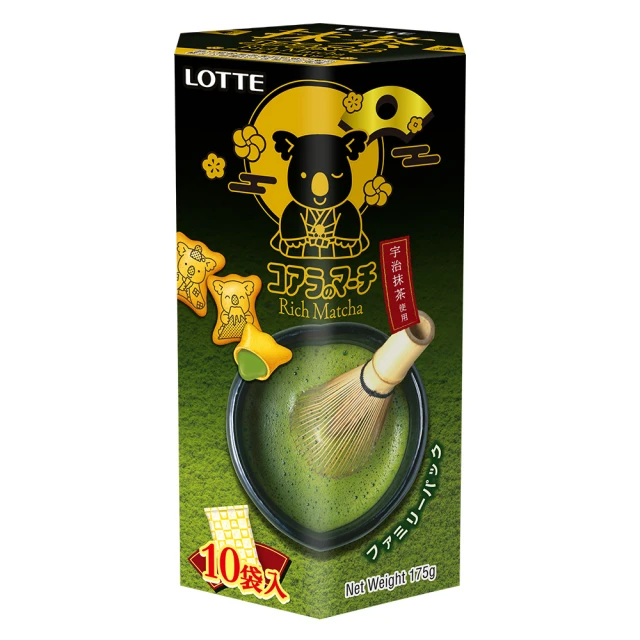 即期品【Lotte 樂天】樂天小熊餅家庭號-宇治抹茶風味175g 4入組 效期2024.4.11