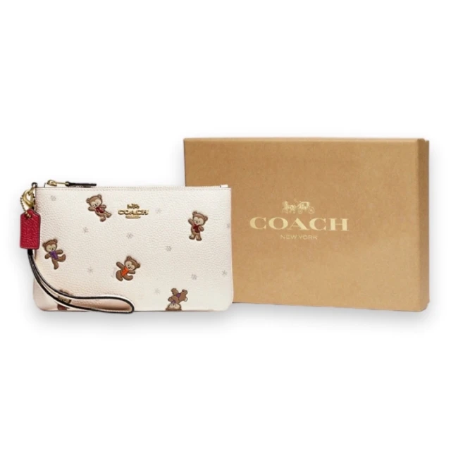 COACHCOACH 專櫃禮盒版 大款 手拿包 滿版熊熊款 零錢包 男生女生通用(Coach C6601B)