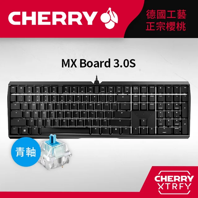 CherryCherry Cherry MX Board 3.0S 黑正刻 青軸(#Cherry #MX #Board #3.0S #正刻 #黑 #青軸)