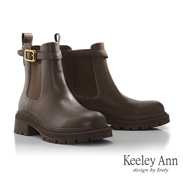 Keeley Ann 知性金屬扣切爾西短靴(咖啡色377772370-Ann系列)