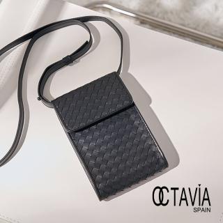 【OCTAVIA 8】真皮- FOUR SEASONS 義式經典羊皮編織手機小包 - 四季黑