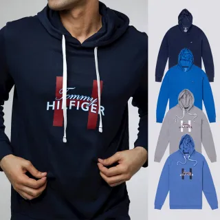 【Tommy Hilfiger】TOMMY 爆款刺繡文字圖案連帽T恤 上衣-多色組合(百搭爆款/可男女搭配/平輸品)