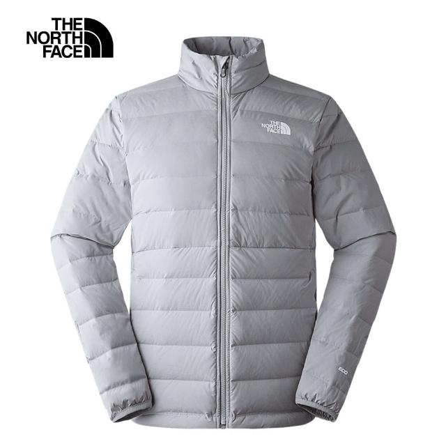 【The North Face 官方旗艦】北面男款灰色DWR防潑水保暖可打包立領羽絨外套｜7W7QA91