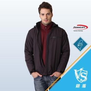 【Vital Silver 銀盾】男保暖輕量防風防水外套-黑色/酒紅色(機能透氣外套/冬季必備風衣外套)