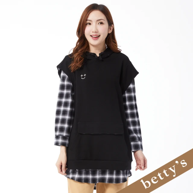 betty’s 貝蒂思 下擺撞色拼接連帽抽繩T-shirt(