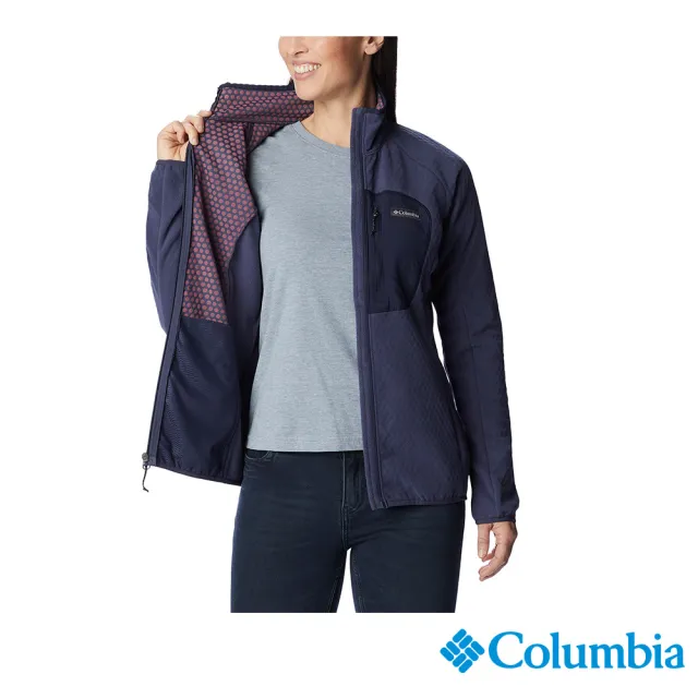 【Columbia 哥倫比亞 官方旗艦】女款-Omni-Heat Helix柔暖刷毛外套-深藍(UAR01420GY/HF)