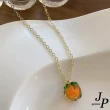 【Jpqueen】琉璃柿子復古日系半透耳環項鍊可選(橙色)