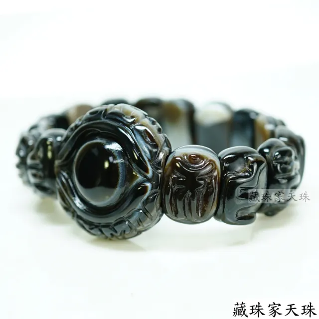 【藏珠家】精品財咒天眼+黃財神天珠手鍊-中手排