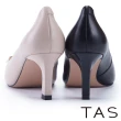 【TAS】金屬方釦羊皮方頭高跟鞋(裸色)