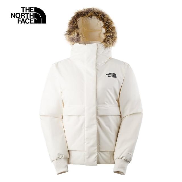 【The North Face 官方旗艦】北面女款白色DryVent防水透氣舒適保暖連帽羽絨外套｜83SVN3N